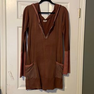 Crossfox designer Eco lux hand dyed natural fiber long amber hoodie
